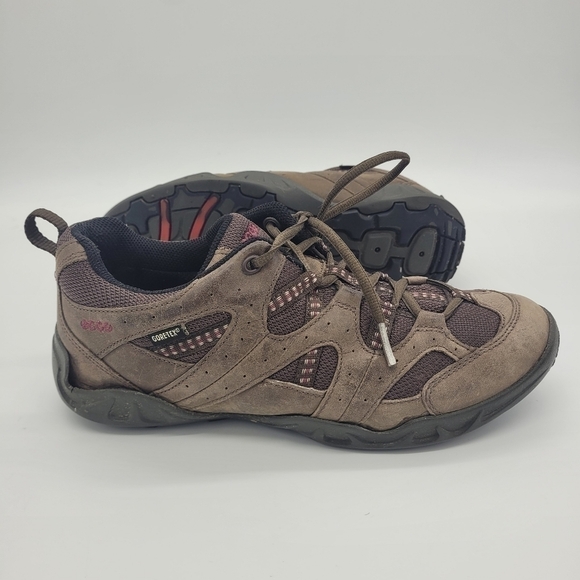 Ecco Womens Receptor Gortex Brown Suede Low Top Hiking Running Shoes 8 - 8.5 - Picture 5 of 14